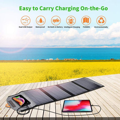 CHOETECH SC005 22W Portable Waterproof Foldable Solar Panel Charger (Dual USB Ports) | Auzzi Store