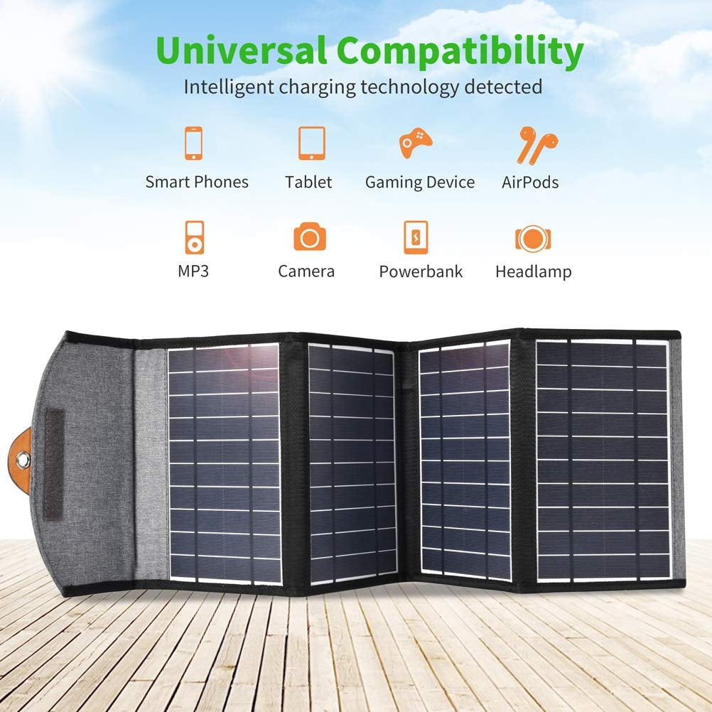 CHOETECH SC005 22W Portable Waterproof Foldable Solar Panel Charger (Dual USB Ports) | Auzzi Store