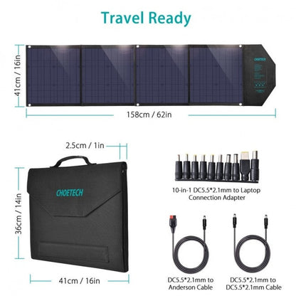 CHOETECH SC007 Solar Panel Portable Charger 80W 18V with USB-C PD 30W | Auzzi Store