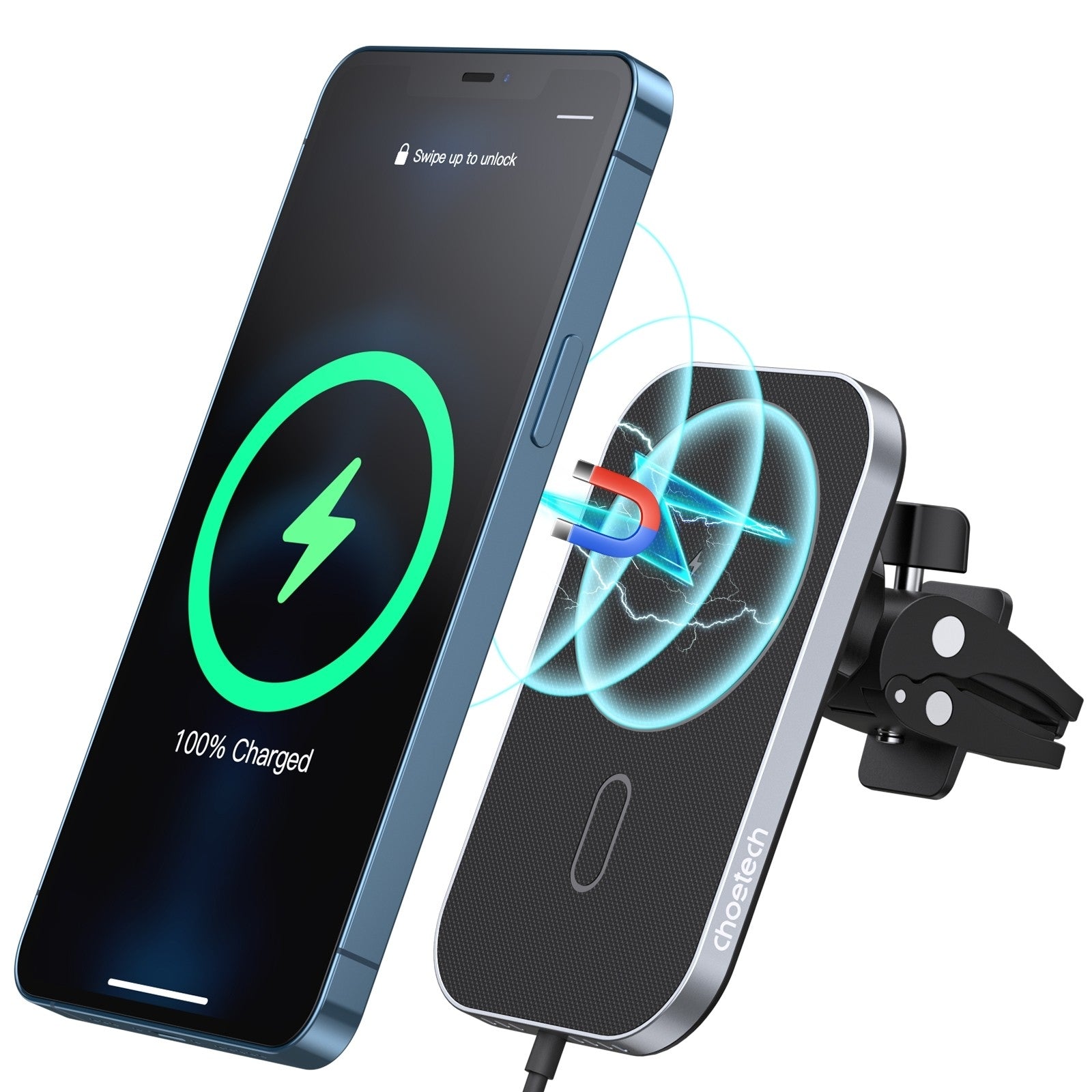 CHOETECH T200F-201 15W MagLeap Magnetic Wireless Car Charger Holder with 1M Cable | Auzzi Store