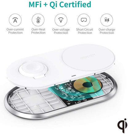 CHOETECH T317 2-in-1 Dual Wireless Charger Pad (MFI Certified) | Auzzi Store