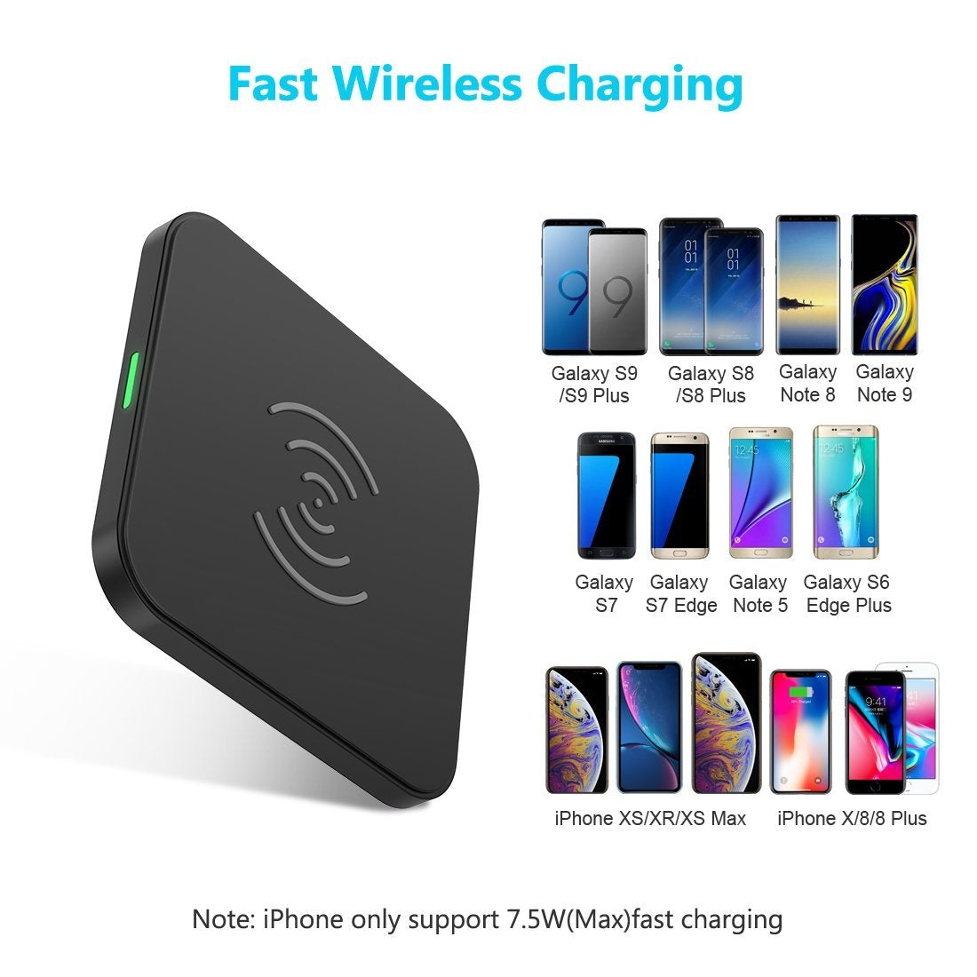 CHOETECH T511S Qi Certified 10W/7.5W Fast Wireless Charger Pad | Auzzi Store