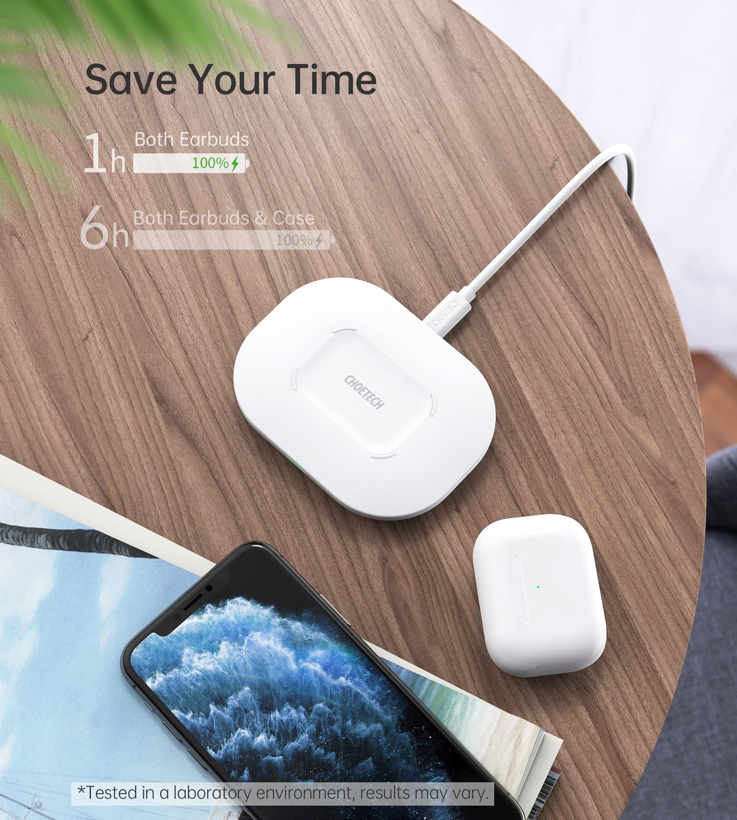 CHOETECH T550-F Airpods/Phone Wireless Fast Charging Pad | Auzzi Store