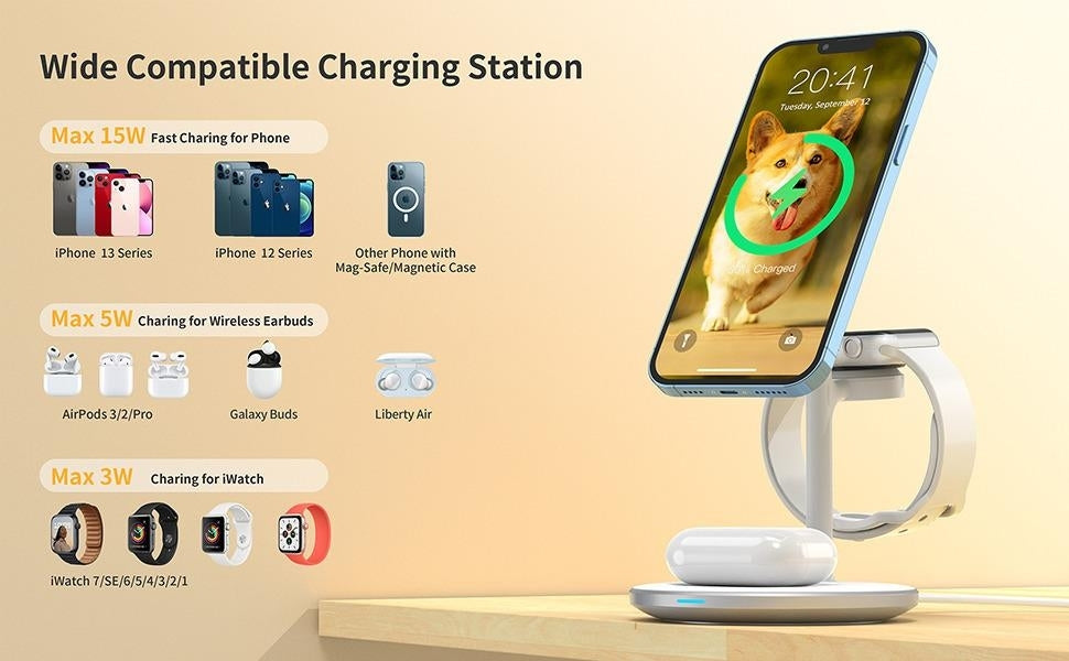 CHOETECH T585-F 3-in-1 Wireless Charging Station Dock | Auzzi Store