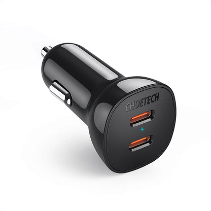 CHOETECH TC0008-BK Dual USB-C 36W Car Charger Adapter Black | Auzzi Store