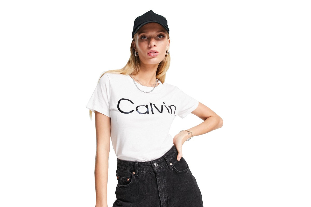 Calvin Klein Women's Performance Logo Round Neck T-Shirt - White; Size M