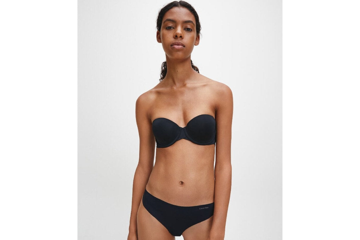 Calvin Klein Women's Invisibles Thong 3 Pack (Black, Size XL)