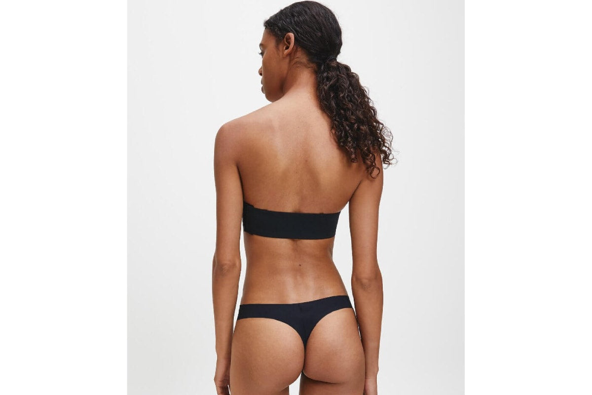 Calvin Klein Women's Invisibles Thong 3 Pack (Black, Size XL)
