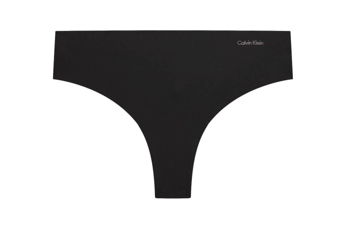 Calvin Klein Women's Invisibles Thong 3 Pack (Black, Size XL)