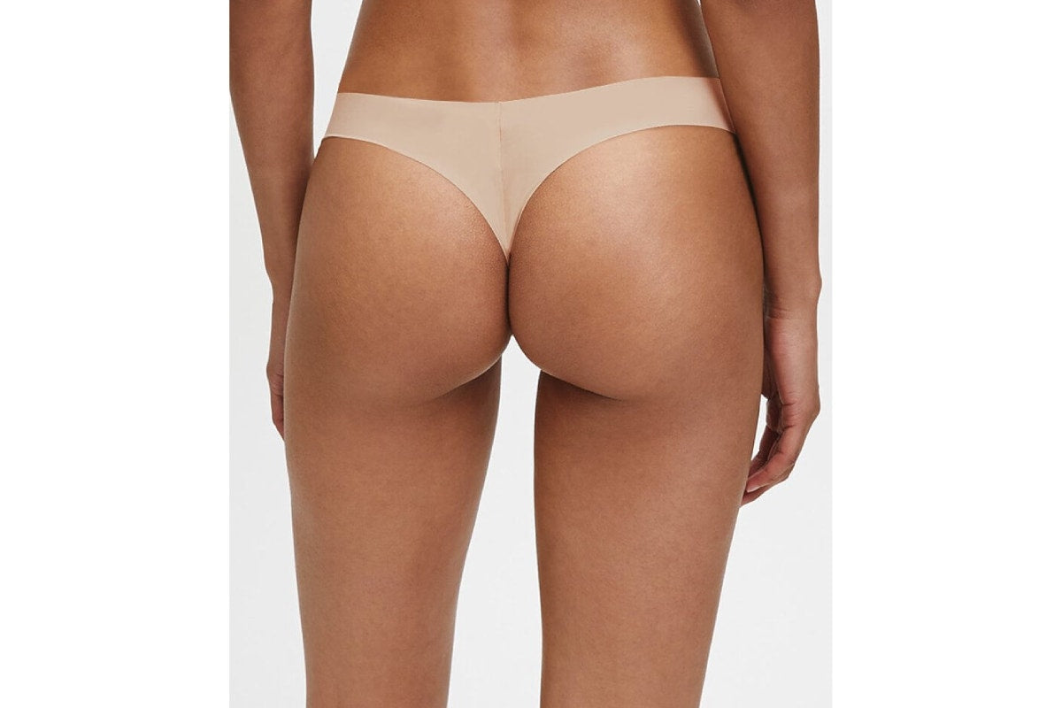 Calvin Klein Women's Invisibles Thong 3 Pack (Light Caramel, Size XL)