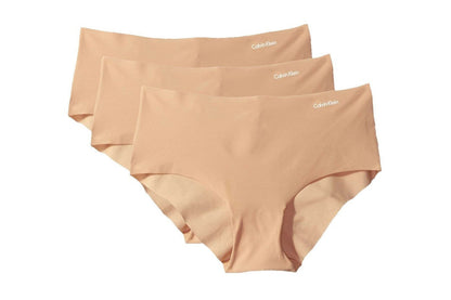 Calvin Klein Women's Invisibles Hipster 3 Pack (Light Caramel, Size XL)