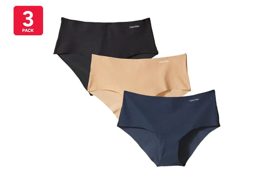 Calvin Klein Women's Invisibles Hipster 3 Pack (Black/Light Caramel/Speakeasy, Size M)