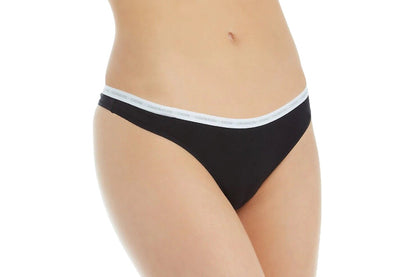 Calvin Klein Women's CK One Body Cotton Thong (Black, Size XS)