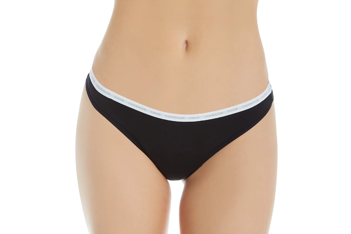 Calvin Klein Women's CK One Body Cotton Thong (Black, Size XS)