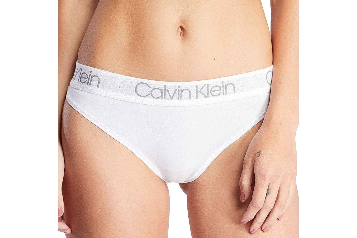 Calvin Klein Women's CK One Body Cotton High Leg Tanga Bikini (White, Size XS)