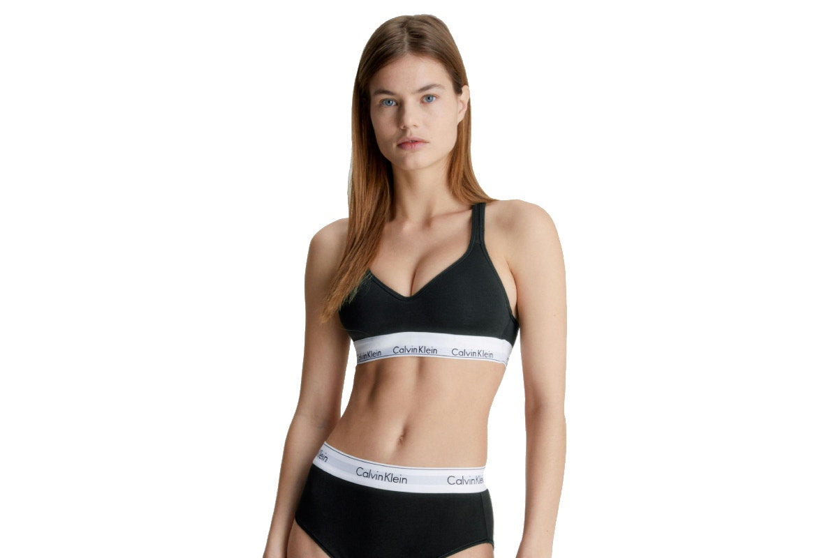 Calvin Klein Women's Modern Cotton Lightly Lined Bralette (Black, Size M)