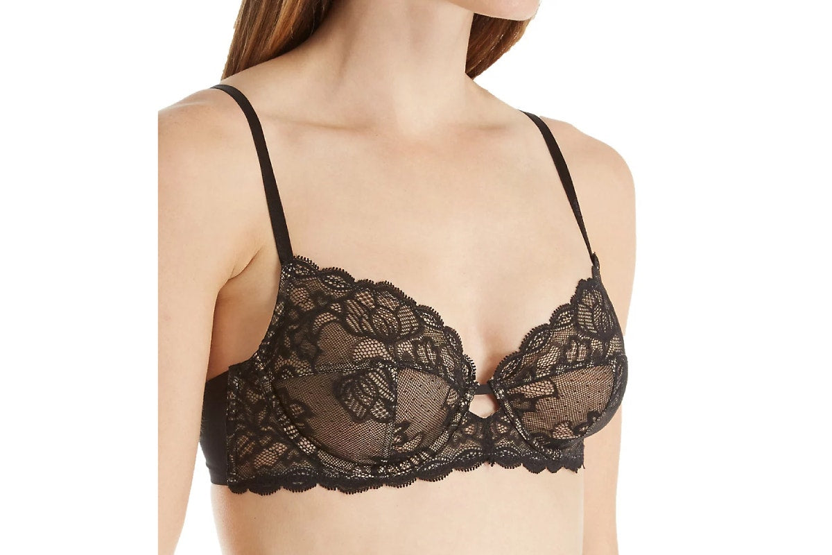 Calvin Klein Women's Seductive Comfort with Lace Line Bra (Black, Size 32DD)