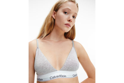 Calvin Klein Women's Modern Cotton Lightly Lined Triangle Bralette (Grey Heather, Size M)