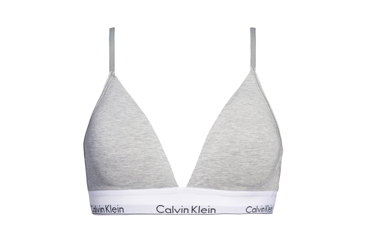 Calvin Klein Women's Modern Cotton Lightly Lined Triangle Bralette (Grey Heather, Size M)