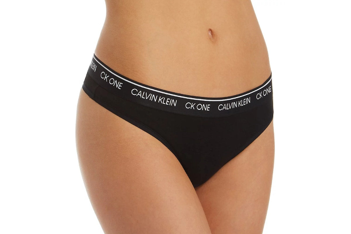 Calvin Klein Women's Ck One Cotton Thong (Black, Size XS)