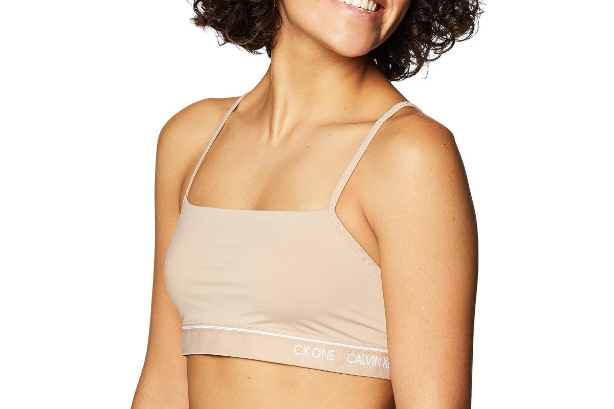 Calvin Klein Women's CK One Micro Unlined Bralette (Honey Almond, Size XL)