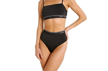 Calvin Klein Women's Ck One Micro High Waist Thong (Black, Size M)