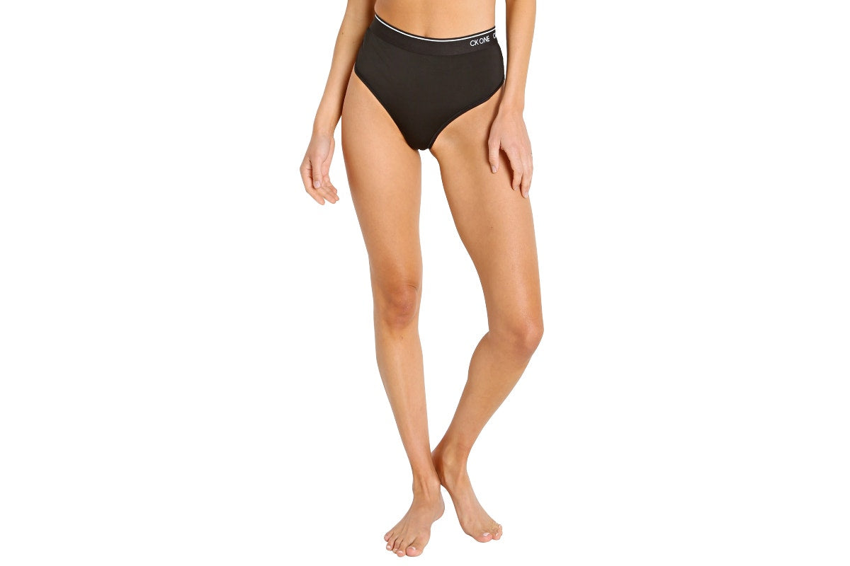 Calvin Klein Women's Ck One Micro High Waist Thong (Black, Size M)