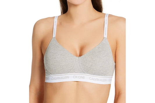 Calvin Klein Women's CK One Cotton Lightly Lined Bralette (Grey Heather, Size S)
