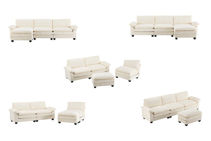 Airluxe Haines 4 Seater Modular Sofa & Ottoman Set (Cream)