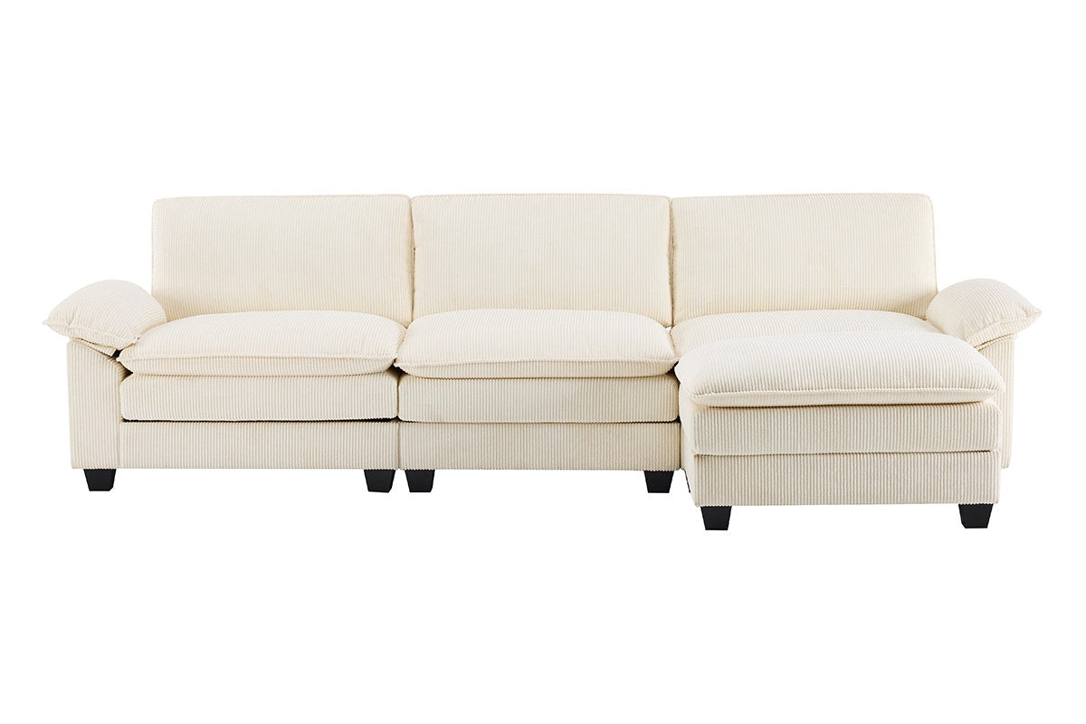 Airluxe Haines 4 Seater Modular Sofa & Ottoman Set (Cream)