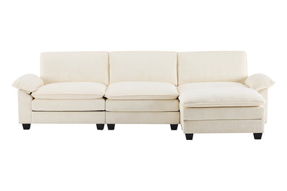 Airluxe Haines 4 Seater Modular Sofa & Ottoman Set (Cream)