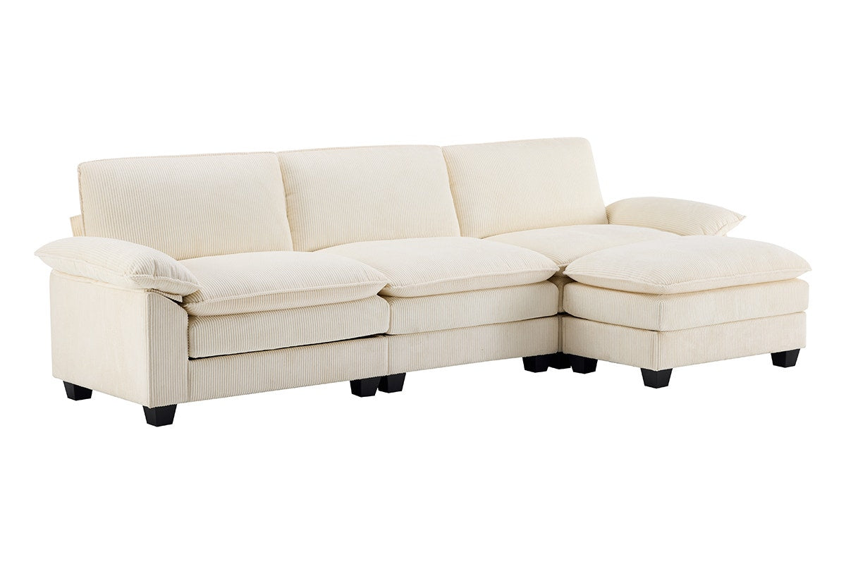 Airluxe Haines 4 Seater Modular Sofa & Ottoman Set (Cream)