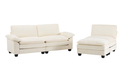 Airluxe Haines 4 Seater Modular Sofa & Ottoman Set (Cream)