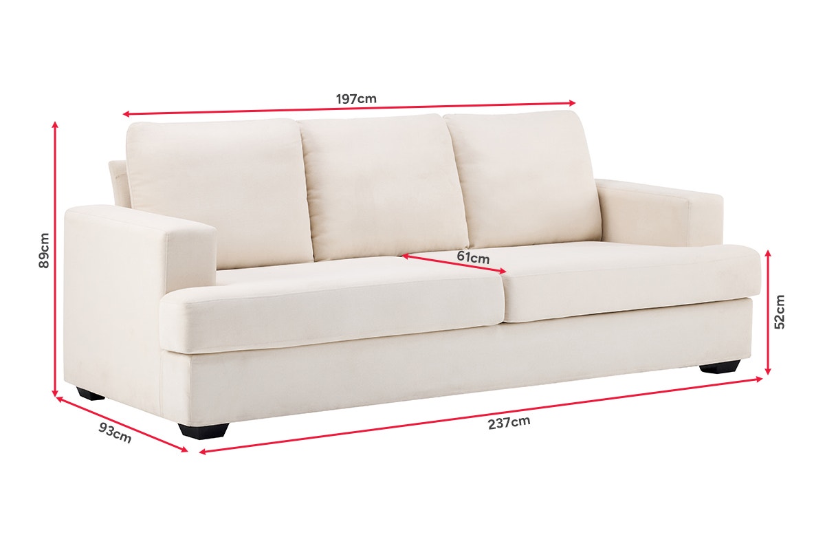 Airluxe Olivia 3 Seater Sofa (Cream)