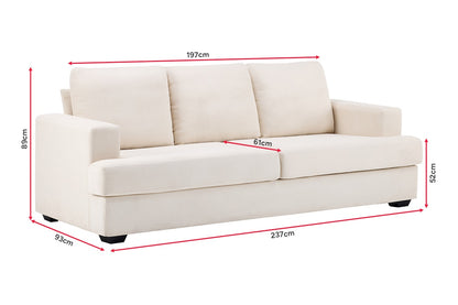 Airluxe Olivia 3 Seater Sofa (Cream)