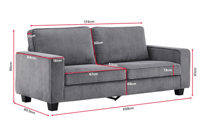 Airluxe Emma 3 Seater Sofa (Dark Grey)