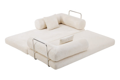 Airluxe Mia 3 Seater Corduroy Compressed Sofa Bed (Cream)