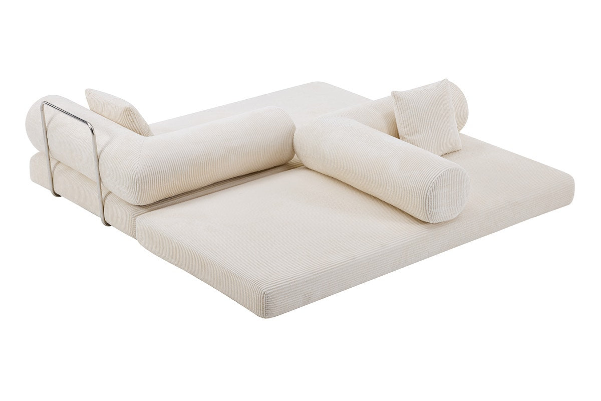 Airluxe Mia 3 Seater Corduroy Compressed Sofa Bed (Cream)