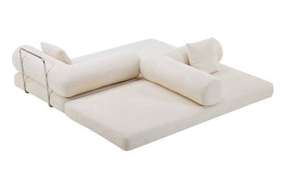 Airluxe Mia 3 Seater Corduroy Compressed Sofa Bed (Cream)