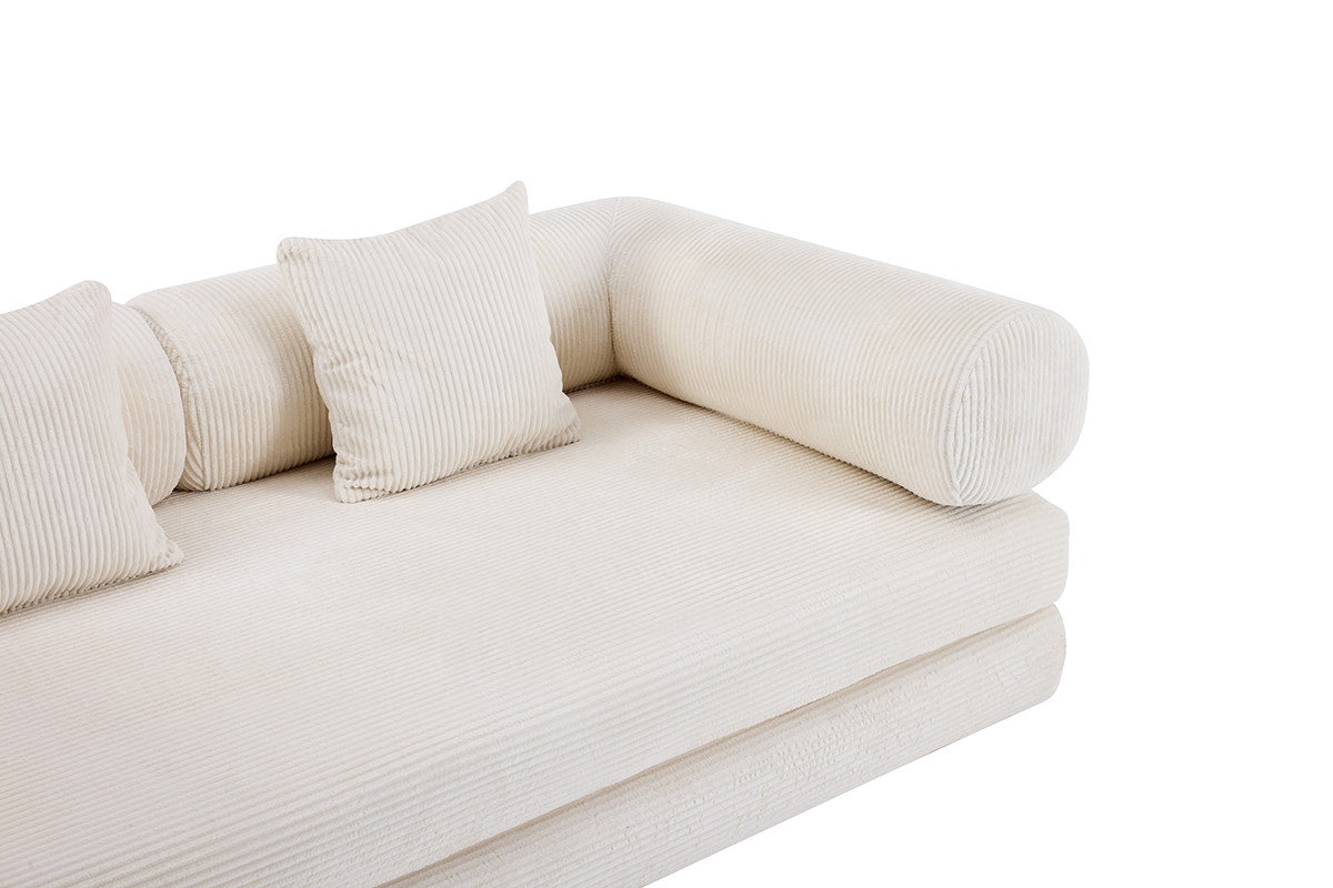 Airluxe Mia 3 Seater Corduroy Compressed Sofa Bed (Cream)