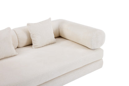 Airluxe Mia 3 Seater Corduroy Compressed Sofa Bed (Cream)