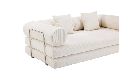 Airluxe Mia 3 Seater Corduroy Compressed Sofa Bed (Cream)