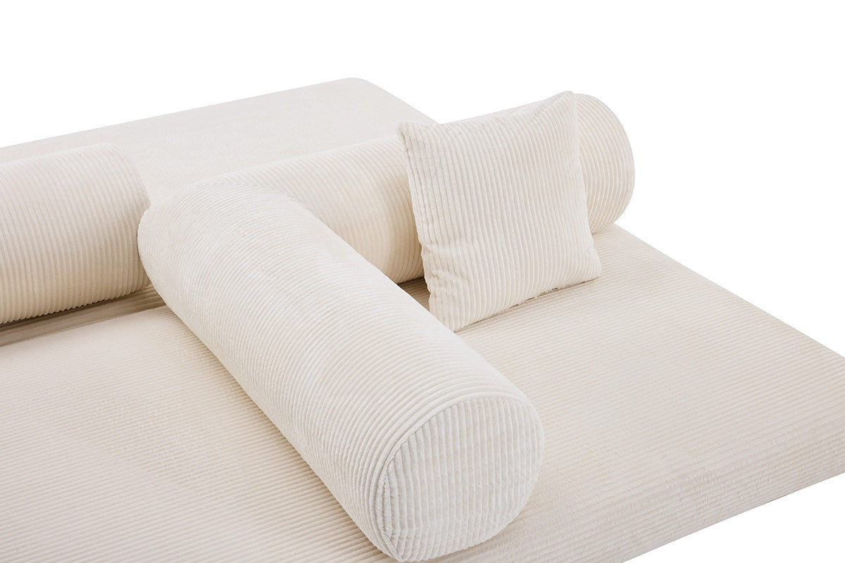 Airluxe Mia 3 Seater Corduroy Compressed Sofa Bed (Cream)
