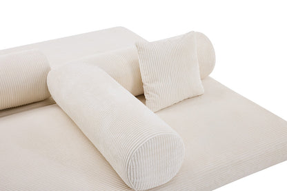 Airluxe Mia 3 Seater Corduroy Compressed Sofa Bed (Cream)