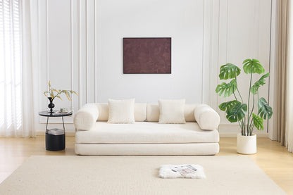 Airluxe Mia 3 Seater Corduroy Compressed Sofa Bed (Cream)