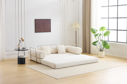 Airluxe Mia 3 Seater Corduroy Compressed Sofa Bed (Cream)