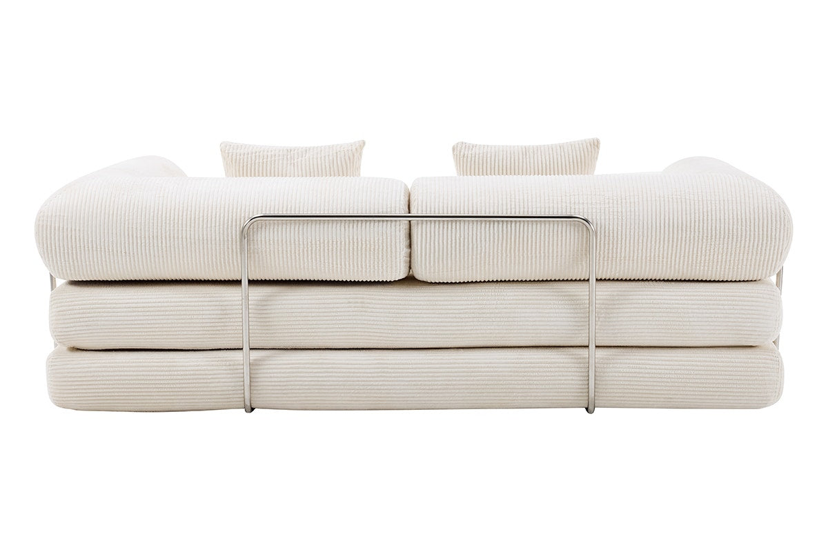 Airluxe Mia 3 Seater Corduroy Compressed Sofa Bed (Cream)