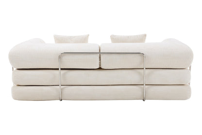 Airluxe Mia 3 Seater Corduroy Compressed Sofa Bed (Cream)