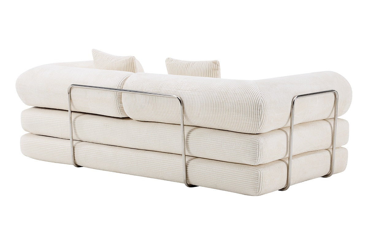 Airluxe Mia 3 Seater Corduroy Compressed Sofa Bed (Cream)