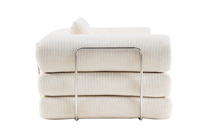 Airluxe Mia 3 Seater Corduroy Compressed Sofa Bed (Cream)